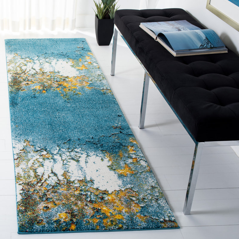 Williston Jaxen Performance Blue/Gold Rug & Reviews Wayfair